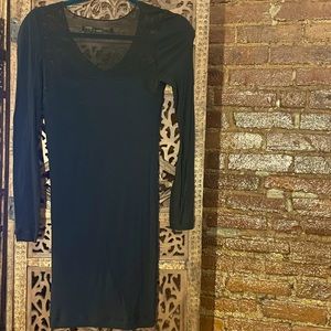 AllSaints US Size 6 Lour Black Sheath Cashmere Mesh Sweater Dress Long Sleeves